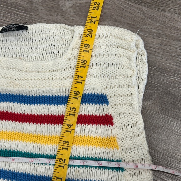 VTG 80s Pierre Cardin Rainbow Striped Knit Sweater Vest Cream Mod Retro Pride XS - Picture 9 of 9